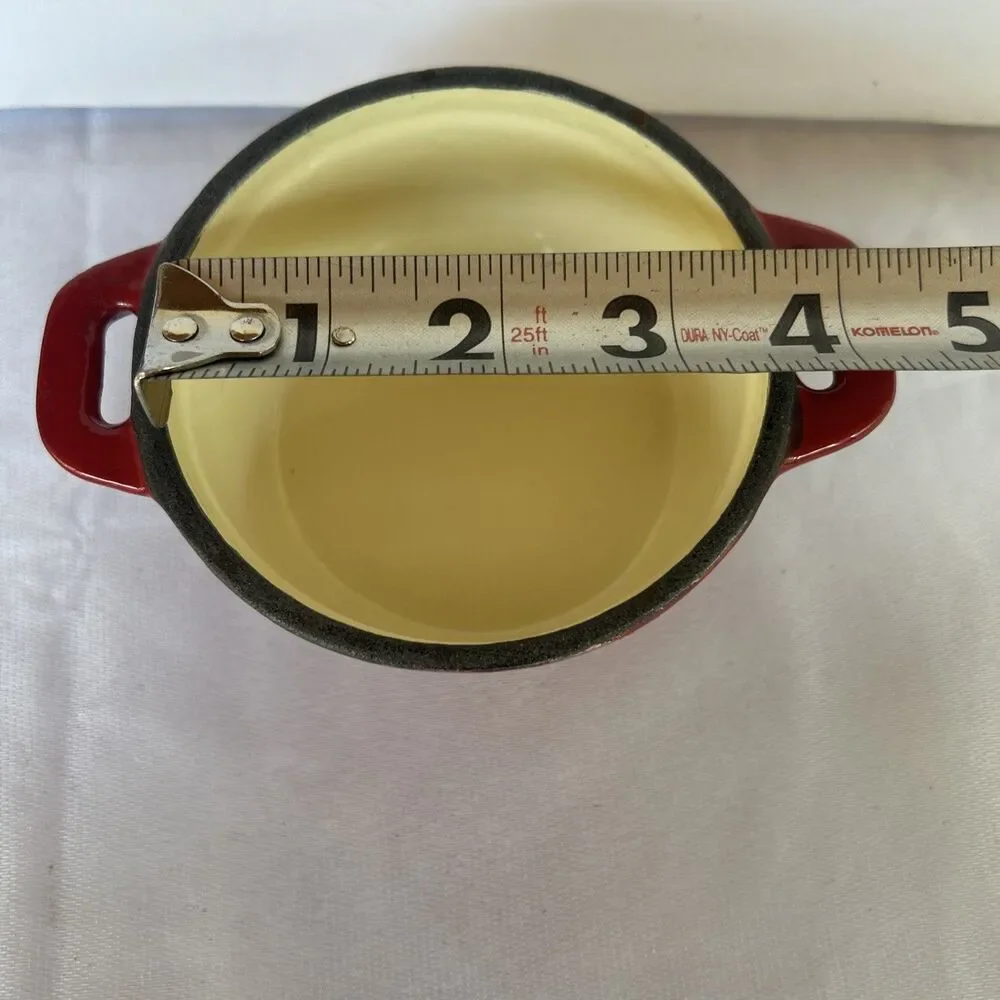 Wolfgang Puck Mini Cast Iron Cocotte Dutch Oven Red Base 10oz No Lid